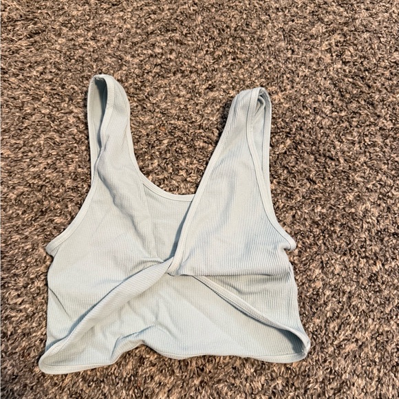Light Blue Ribbed Crop Top - Picture 1 of 2